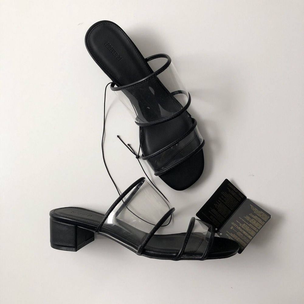 Clear small heel sandals